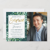 Invitation Surprise Anniversaire Chic Vert Parties scintillan (Devant)