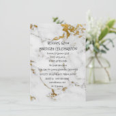 Invitation Surprise Anniversaire de fête Brosses dorées Marbr (Debout devant)