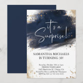 Invitation Surprise Anniversaire de la fête marine et or Aqua (Devant / Derrière)