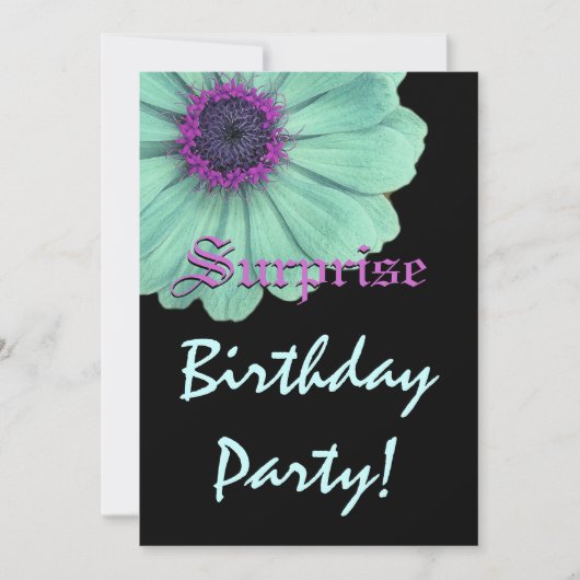 Invitation SURPRISE Anniversaire Green Purple Daising Nom per (Devant)
