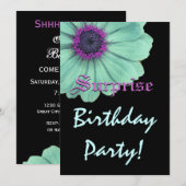 Invitation SURPRISE Anniversaire Green Purple Daising Nom per (Devant / Derrière)