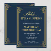 Invitation Surprise Anniversaire Marine bleu Gold Hommes 73e  (Devant / Derrière)