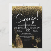 Invitation Surprise Anniversaire N'importe quel âge Noir mode (Devant)