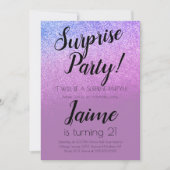 Invitation Surprise Anniversaire Parties scintillant Purple O (Devant)