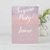 Invitation Surprise Anniversaire Parties scintillant Rose Omb (Debout devant)