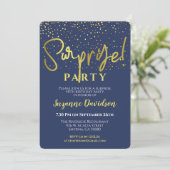 Invitation Surprise Anniversaire Party Blue Gold Typographie (Debout devant)