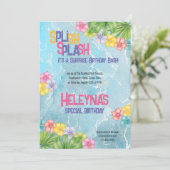 Invitation Surprise Anniversaire Piscine Fête Été (Debout devant)