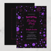 Invitation Surprise Anniversaire Purple et Black Party (Devant / Derrière)