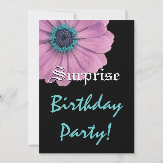 Invitation SURPRISE Anniversaire Rose Daisy Nom personnalisé (Devant)