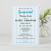Invitation Surprise Baby shower Blue Stripes (Debout devant)