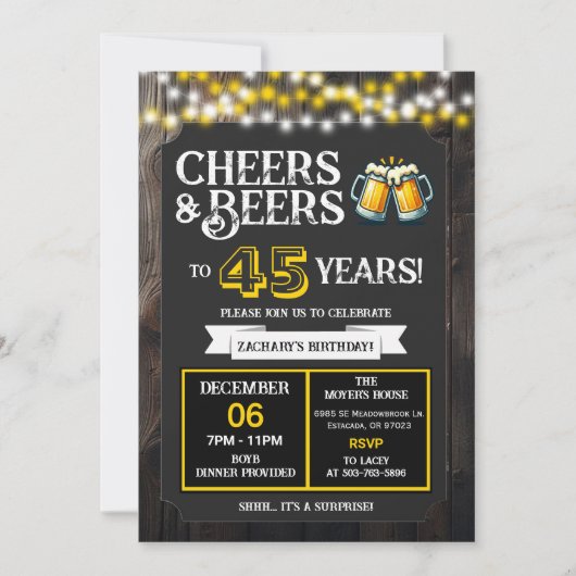 Invitation Surprise Backyard Cheers and Beers to 45 Years (Devant)