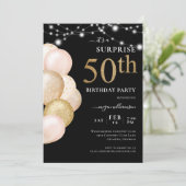 Invitation Surprise Ballons Black Gold 50e anniversaire (Debout devant)