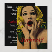 Invitation Surprise Belle Femme Fête d'anniversaire (Devant / Derrière)