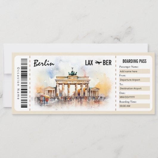 Invitation Surprise Berlin Boarding Pass Certificat cadeau In (Devant)