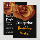 Invitation SURPRISE Birthday Gold Rose Nom personnalisé (Devant / Derrière)