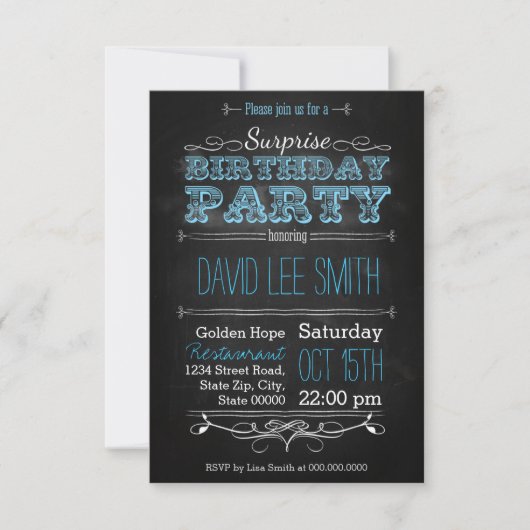 Invitation Surprise Birthday Party (Devant)