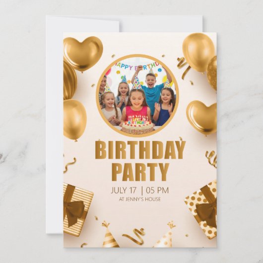 Invitation Surprise birthday party with a rose gold design (Devant)