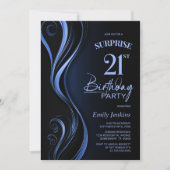 Invitation Surprise Black Blue 21e fête d'anniversaire (Devant)