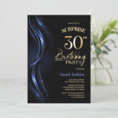 Invitation Surprise Black Blue 30th Birthday Party (Debout devant)