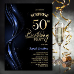 Invitation Surprise Black Blue 50th Birthday Party<br><div class="desc">Cette invitation de 50e anniversaire moderne aux couleurs noir et bleu donne le ton parfait pour une fête surprise. Personnalisez facilement votre invitation avec le nom de l'invité d'honneur, les détails de la fête et les informations sur le lieu en quelques clics seulement. Vous serez en mesure de créer une...</div>