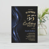 Invitation Surprise Black Blue 55th Birthday Party (Debout devant)