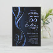 Invitation Surprise Black Blue 55th Birthday Party (Debout devant)