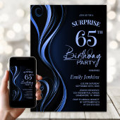 Invitation Surprise Black Blue 65e fête d'anniversaire