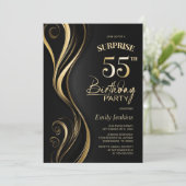 Invitation Surprise Black Gold 55e fête d'anniversaire (Debout devant)