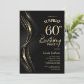 Invitation Surprise Black Gold 60e fête d'anniversaire (Debout devant)