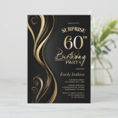 Invitation Surprise Black Gold 60e fête d'anniversaire (Debout devant)