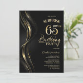 Invitation Surprise Black Gold 65e fête d'anniversaire (Debout devant)
