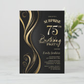 Invitation Surprise Black Gold 75e fête d'anniversaire (Debout devant)