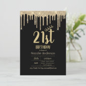 Invitation SURPRISE Black Gold Dripping Parties scintillant 2 (Debout devant)