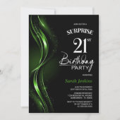 Invitation Surprise Black Green 21e fête d'anniversaire (Devant)