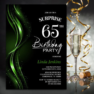 Invitation Surprise Black Green 65e anniversaire