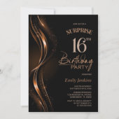 Invitation Surprise Black Orange 16e anniversaire (Devant)