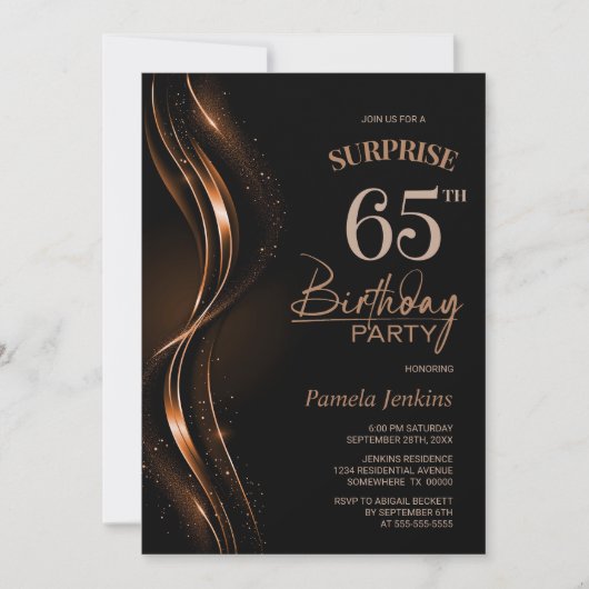 Invitation Surprise Black Orange 65e anniversaire (Devant)