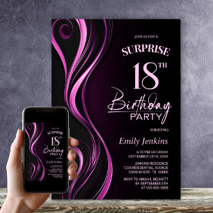 Invitation Surprise Black Pink 18ème anniversaire