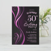 Invitation Surprise Black Pink 50e fête d'anniversaire (Debout devant)