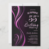 Invitation Surprise Black Pink 55e anniversaire fête (Devant)