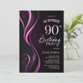 Invitation Surprise Black Pink 90e fête d'anniversaire (Debout devant)