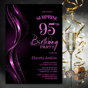 Invitation Surprise Black Pink 95e fête d'anniversaire