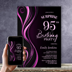 Invitation Surprise Black Pink 95e fête d'anniversaire
