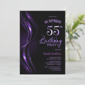 Invitation Surprise Black Purple 55e fête d'anniversaire (Debout devant)