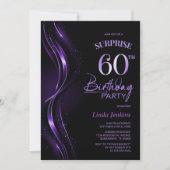 Invitation Surprise Black Purple 60e fête d'anniversaire (Devant)