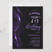 Invitation Surprise Black Purple 75e anniversaire fête (Devant)