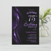 Invitation Surprise Black Purple 75e anniversaire fête (Debout devant)
