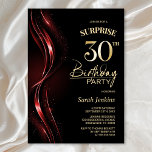 Invitation Surprise Black Red 30th Birthday Party<br><div class="desc">Cette invitation de 30e anniversaire moderne en noir et rouge donne le ton parfait pour une fête surprise. Personnalisez facilement votre invitation avec le nom de l'invité d'honneur, les détails de la fête et les informations sur le lieu en quelques clics seulement. Vous serez en mesure de créer une nuit...</div>