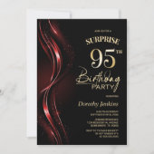 Invitation Surprise Black Red 95th Birthday Party (Devant)