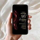 Invitation Surprise Black Red 95th Birthday Party